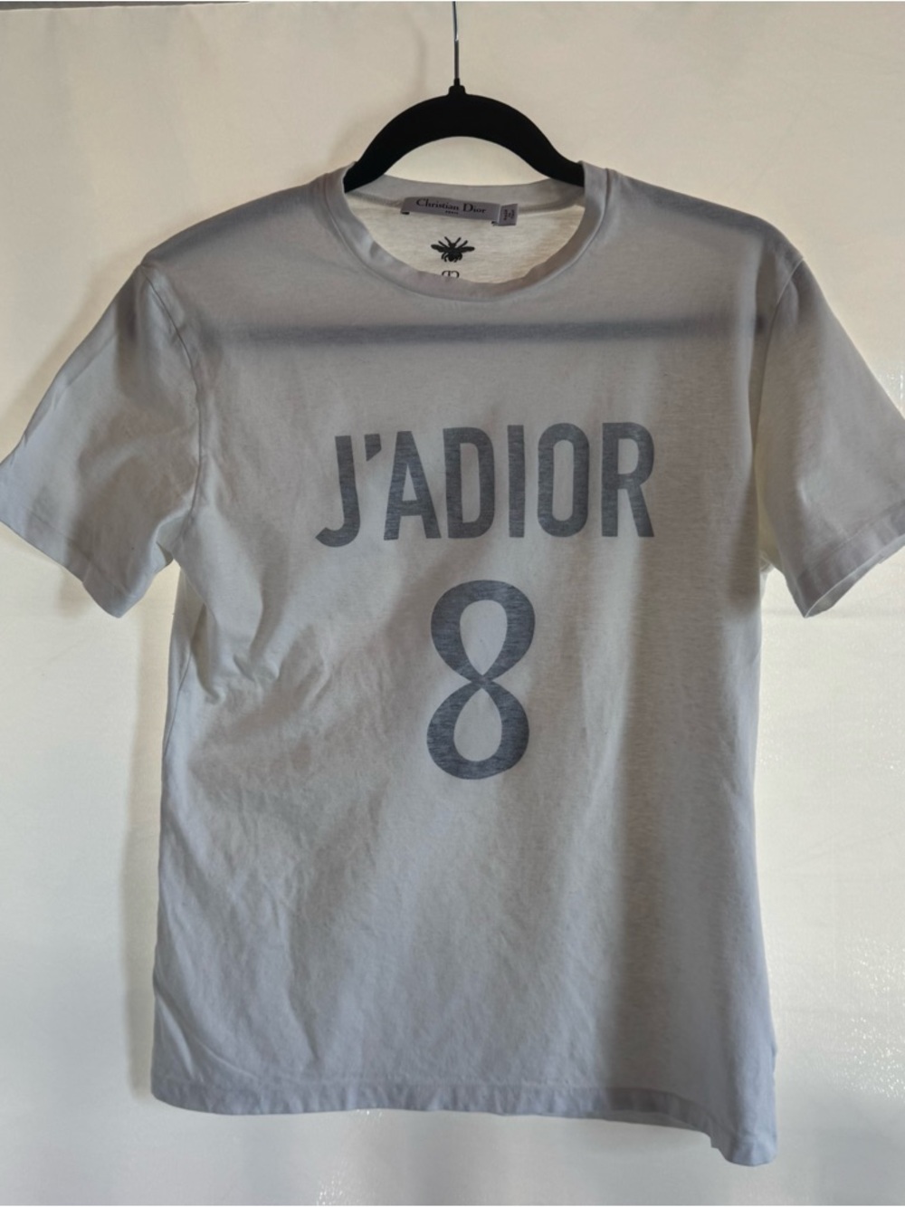Dior White Tee with Gray 'J'ADIOR 8' Graphic